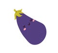 Cute eggplant. Happy sleeping aubergine. Funny comic vegetable character asleep, dreaming, relaxing. Lovely food