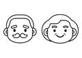 Cute elderly senior age couple line icon, character design, vector illustration