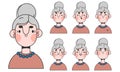 Cute elderly woman character emotions construction Royalty Free Stock Photo