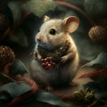 Cute elegant mouse celebrates Christmas. Christmas design