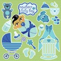 Cute elements for Asian newborn baby boy.