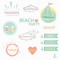 Cute elements, labels, logos, summer holiday vector