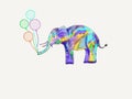 Cute elephant with balloons Royalty Free Stock Photo