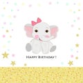 Cute elephant. Birthday invitation. Baby shower, greeting card Royalty Free Stock Photo