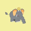 Cute elephant in a cap in a cartoon style