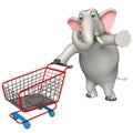 Cute Elephant cartoon character with trolly