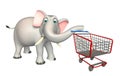 Cute Elephant cartoon character with trolly