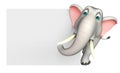 Cute Elephant cartoon character with white board Royalty Free Stock Photo