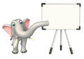 Cute Elephant cartoon character with white board Royalty Free Stock Photo