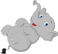 Cute elephant cartoon lying on the floor