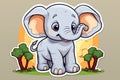 Cute Elephant Cartoon Mascot Character