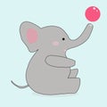 Cute Elephant Cartoon Playing Ball Vector Royalty Free Stock Photo