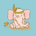 CUTE ELEPHANT Cartoon Safari Animal Vector Illustration Card