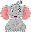 Cute elephant cartoon sitting Royalty Free Stock Photo