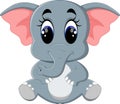 Cute elephant cartoon sitting Royalty Free Stock Photo