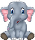 Cute elephant cartoon sitting Royalty Free Stock Photo