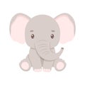 Cute elephant in cartoon style. Vector baby animal isolated on white. Royalty Free Stock Photo