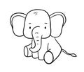 Cute elephant in outline style for coloring book. Vector baby animal isolated on white background. Royalty Free Stock Photo