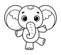 Cute Elephant Coloring Page Cartoon Illustration Royalty Free Stock Photo