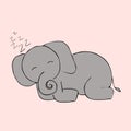 Cute elephant doodle. Vector image