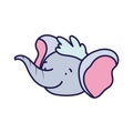 Cute elephant face cartoon character on white background Royalty Free Stock Photo