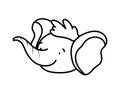 Cute elephant face cartoon character on white background thick line Royalty Free Stock Photo