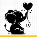 Cute elephant face in simple doodle style set. Vector illustration. Royalty Free Stock Photo