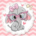 Cute Elephant girl in pink eyeglasses