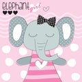 Cute elephant girl vector illustration