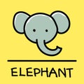 Cute elephant hand-drawn style, vector illustration. Royalty Free Stock Photo