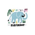 Cute elephant hand drawn vector illustration Royalty Free Stock Photo