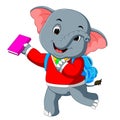 Cute elephant on his way to school Royalty Free Stock Photo