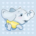 Cute elephant kawaii cartoon vector character. Adorable and funny animal in sportswear, swimsuit isolated sticker, patch. Anime