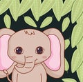 Cute elephant with leafs Royalty Free Stock Photo