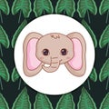 Cute elephant with leafs Royalty Free Stock Photo