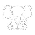 Cute elephant in outline style for coloring book. Vector baby animal isolated on white. Royalty Free Stock Photo