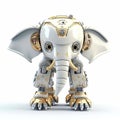 Cute elephant robot, robotic animal isolated over white background. Created with generative Ai