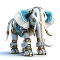 Cute elephant robot, robotic animal isolated over white background. Created with generative Ai