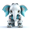 Cute elephant robot, robotic animal isolated over white background. Created with generative Ai