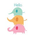 Cute elephant with say hello . Baby animal character. Royalty Free Stock Photo