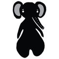 Cute elephant silhouette cartoon vector illustration motif set. Hand drawn bold safari wildlife elements clipart for jungle blog Royalty Free Stock Photo