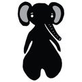 Cute elephant silhouette cartoon vector illustration motif set. Hand drawn bold safari wildlife elements clipart for Royalty Free Stock Photo