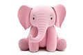 Cute elephant stuffed pink toy isolated on white, illustration generated by AI Royalty Free Stock Photo