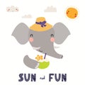 Cute elephant in summer Royalty Free Stock Photo