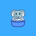 Cute elephant taking a bath in the bathtub. Animal cartoon concept isolated. Can used for t-shirt, greeting card, invitation card Royalty Free Stock Photo