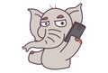 Cute Elephant talking on the phone.