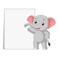 Cute elephants with blank sign