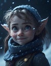 A Cute Elf Girl in Winter , Generative AI