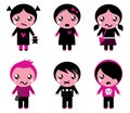 Cute emo kids collection Royalty Free Stock Photo