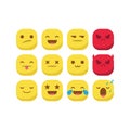 Cute emoji emoticon reaction expression smiley set vector isolated Royalty Free Stock Photo